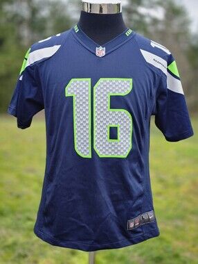 NIKE Seattle Seahawks Jersey Tyler Lockett NFL On Field Blue Youth Large 2015 Og